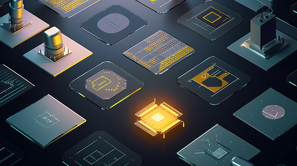 融合科技與藝術(shù) 半導(dǎo)體芯片生產(chǎn)制造工廠的插畫(huà)設(shè)計(jì)元素與電子元器件批發(fā)
